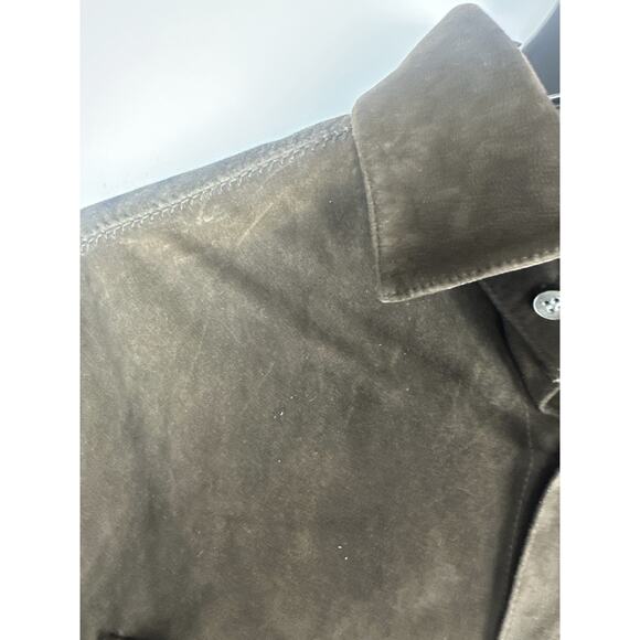 Robert Talbott Men's Brown Suede Leather Shacket Shirt Jacket Button Size Large - Picture 4 of 16